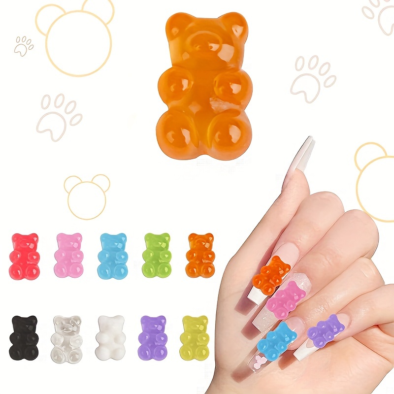 Kawaii Gummy Bear Nail Charms Flatback Resin Diy Crafts For - Temu