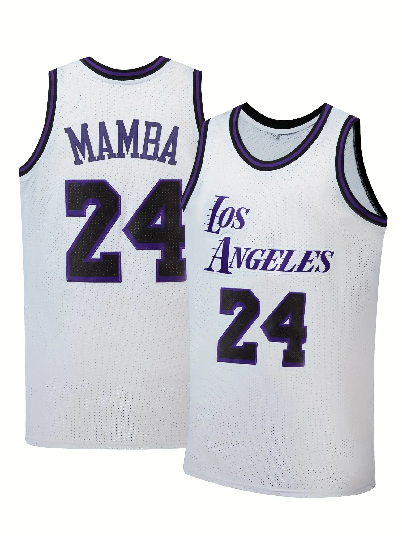 Temu Men's Los Angeles #24 Mamba Basketball Jersey, Retro Embroidery Breathable Sports Uniform, Sleeveless Basketball Shirt for Training Competition
