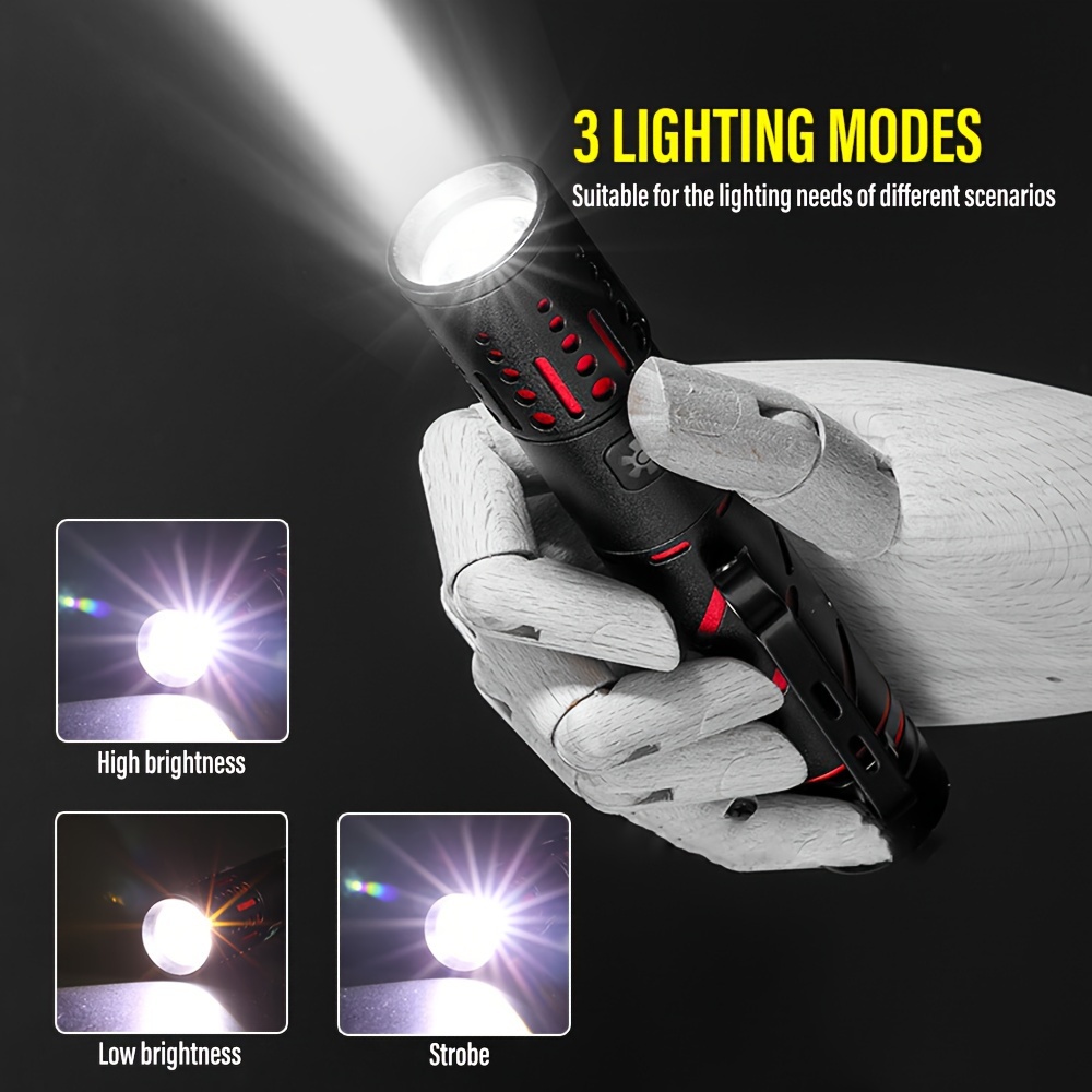 Linterna De Largo Alcance Linterna LED de largo alcance de 30 W, IPX4,  resistente al agua, 800 lm, tipo C, lámpara recargable USB