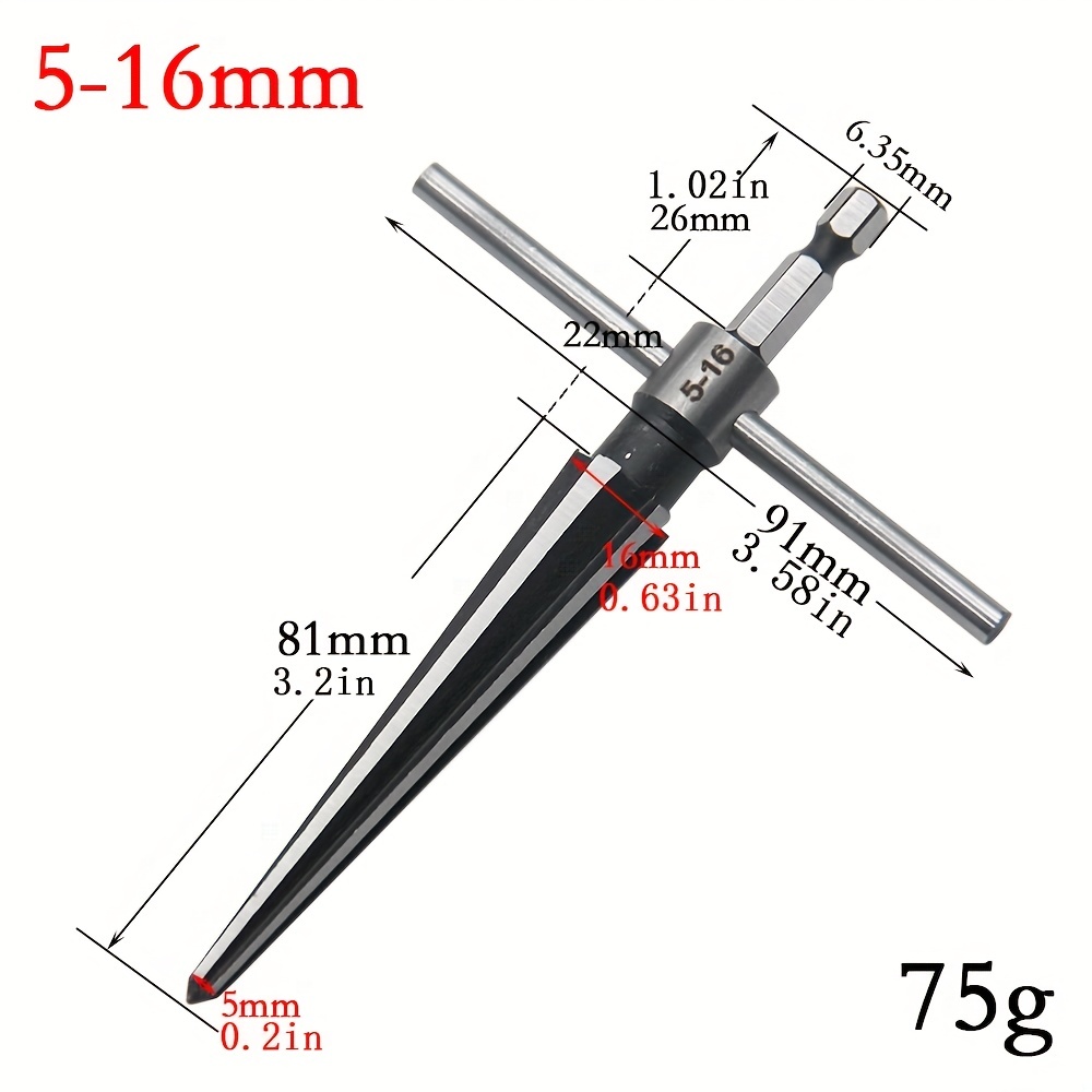 Alesatore Conico Manuale 3-16 Mm | Con Barra Girevole | Per Sbavatura E Finitura Fori | Fai Da Te E Hobbistica - 3