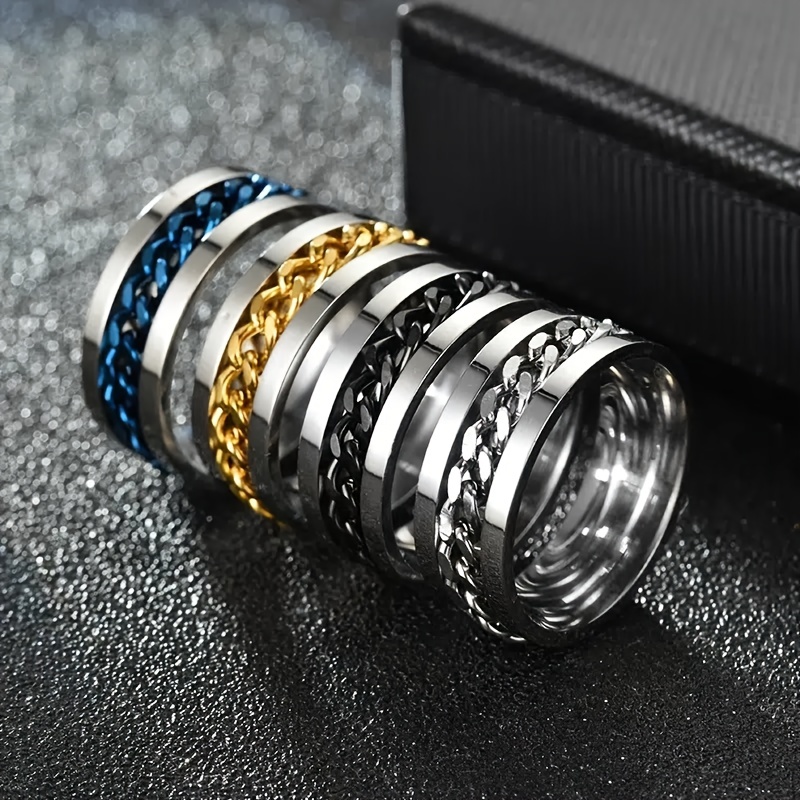 Cool Spinner Chain Stainless Steel Rotatable Rings For Men