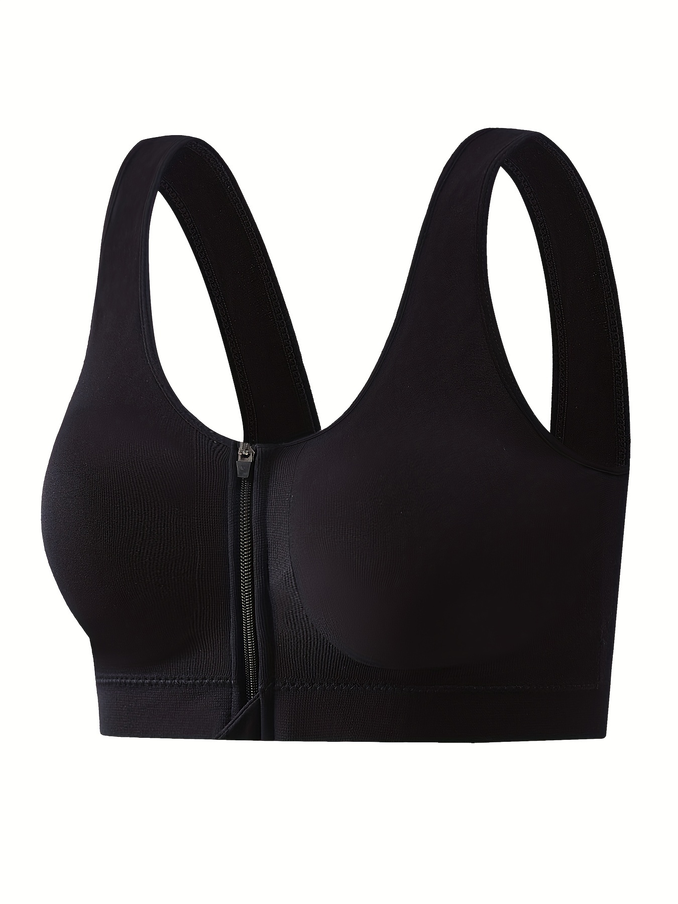 Women Sports Bra Front Zipper Back Adjustable Yoga Bra Racerback Wide  Straps Full Cup Shockproof Elastic Fitness Brassiere - AliExpress