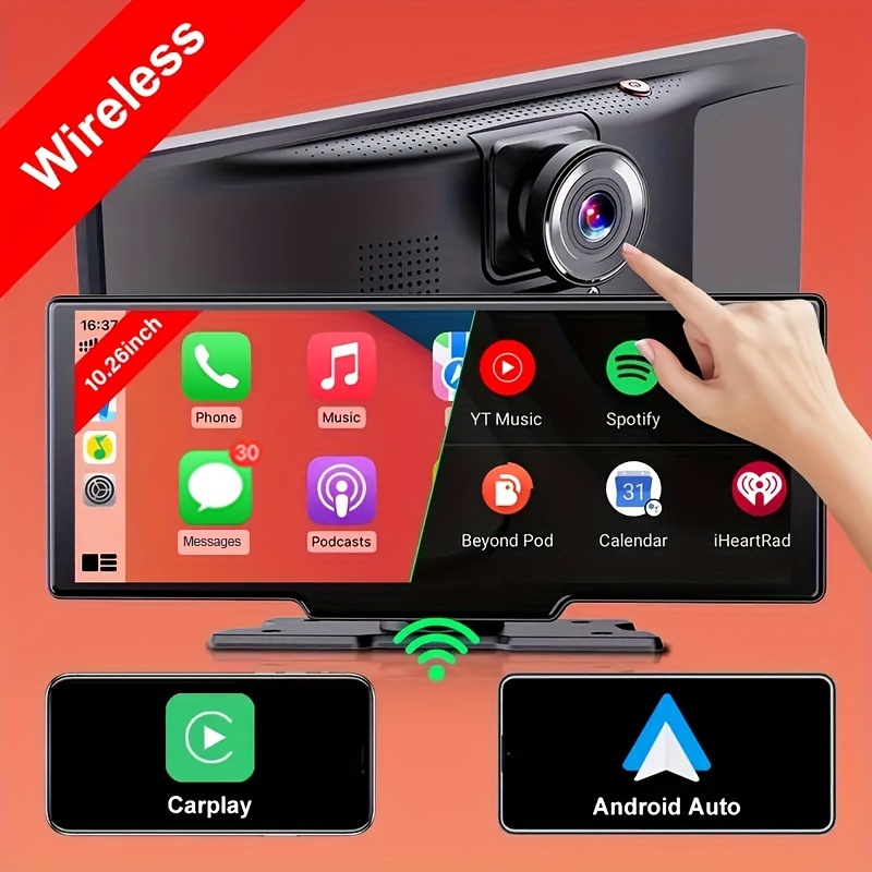 Wireless Dash Mount Carplay, Portable Car Stereo With Dash Cam,&android  Auto,touch Screen Radio,drivemate,drive Play Gps Navigation For Car Display  - Temu Kuwait