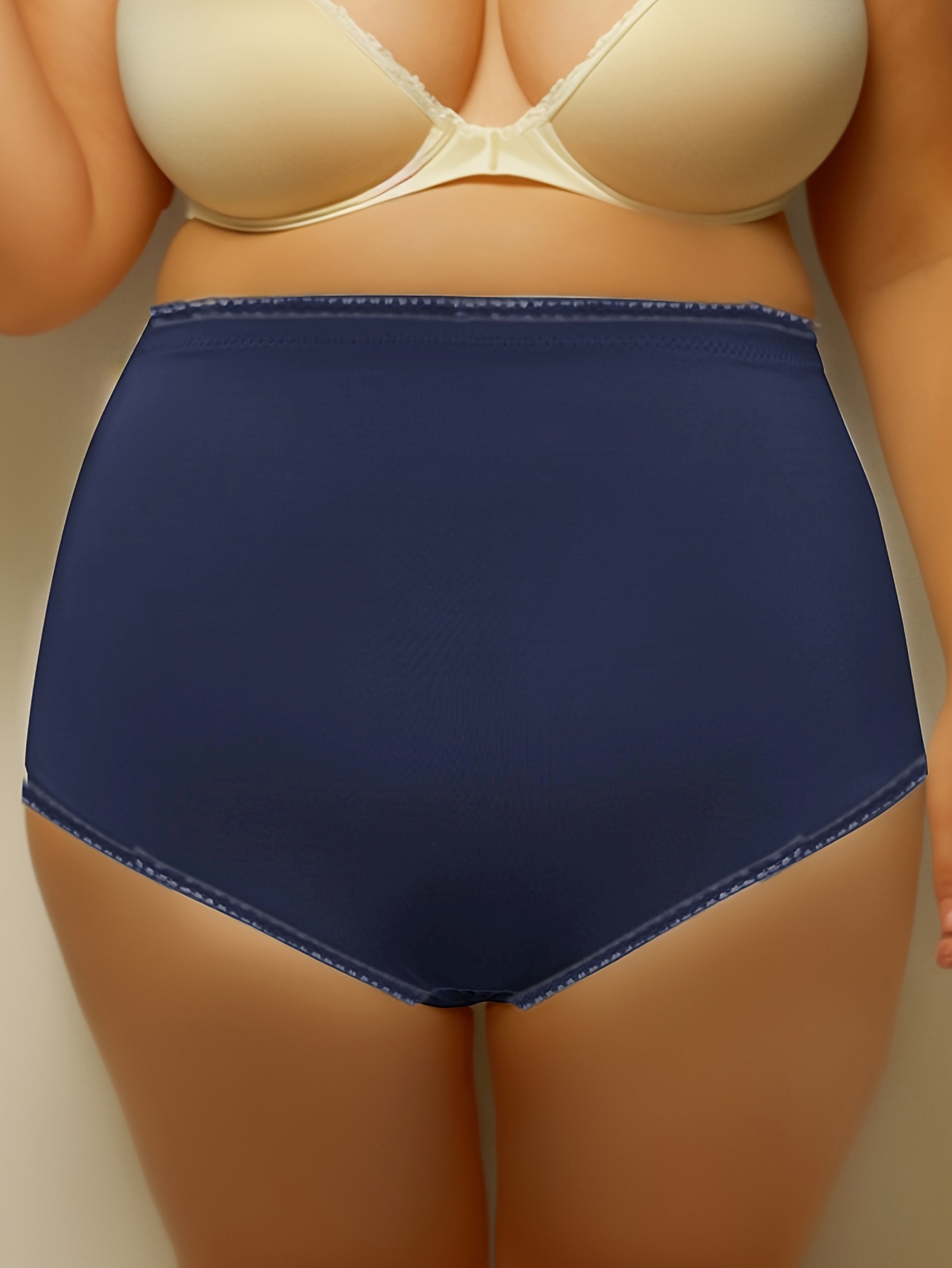 Plus Size Basic Panties Set Women's Plus Solid High Waist - Temu Canada