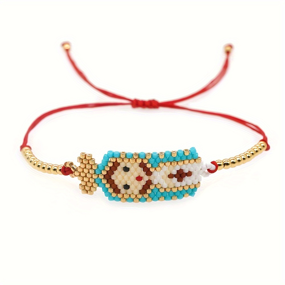 TEMU 1pc Pulseras Tejidas Bohemias Con Cuentas Miyuki Para Mujeres, Encantadoras Cadenas De Cuentas Para Niñas Pequeñas, Joyería Ajustable Para