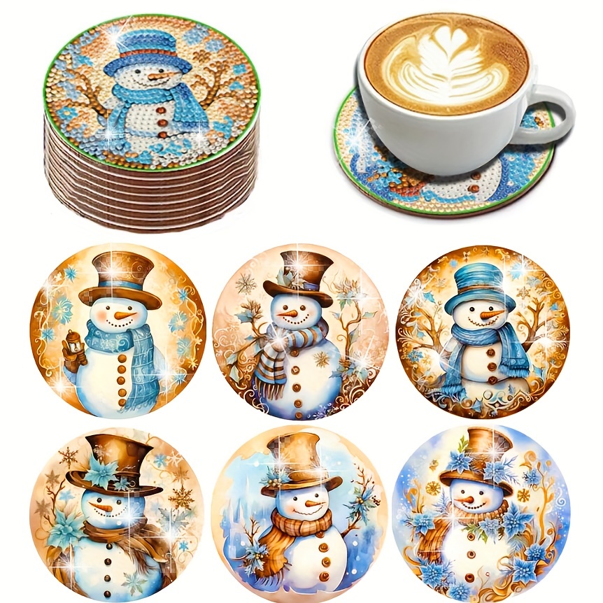 Christmas Snowman Pattern Diamond Painting Coasters For - Temu Belgium