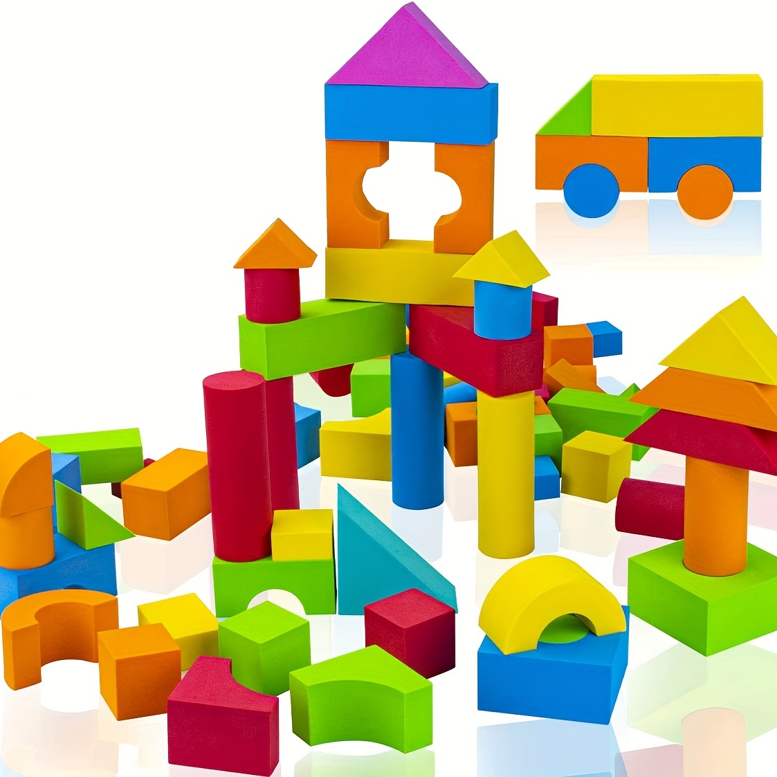 

Building Blocks For Kids | 46 Piece Eva Foam Blocks For Toddlers| Large, Soft, Stackable | Toddler Blocks | Preschool Toys | Stem Gifts For Boys & Girls (rondom Color)