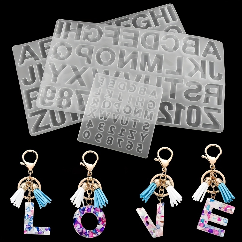 234Pcs Resin Mold Kit Resin Alphabet Mold Kit Silicone Keychain Making Set  Letter Mold with Key Chain Ring Reusable Durable Portable DIY Keychain  Supplies for Resin Casting Ornament 
