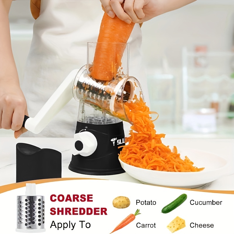 1 Set, Rotary Cheese Grater, 3in1 Vegetable Slicer, Multifunctional Fruit  Slicer With 6 Blades, Manual Food Grater, Vegetable Grater With Strong  Suction Base For Cheese, Potato Grater, Household Potato Chopper, Kitchen  Stuff