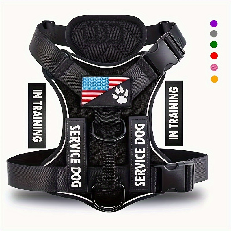 

Reflective Dog Harness, Adjustable Nylon Dog Vest Harness With 5 Patches, Soft Oxford Pet Harness With Inner Mesh Cloth, Easy Control Walking Harness For Small Medium And Large Dogs