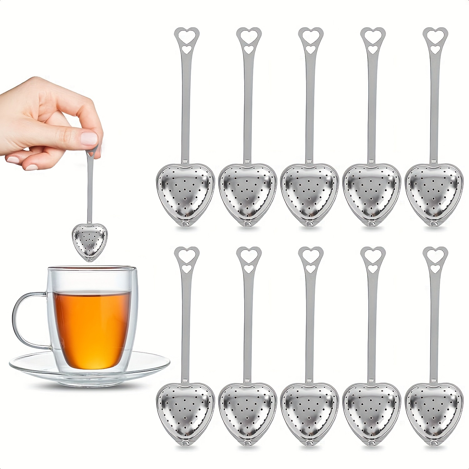 Stainless Steel Heart Shaped Tea Infuser Spoons Long Grip - Temu