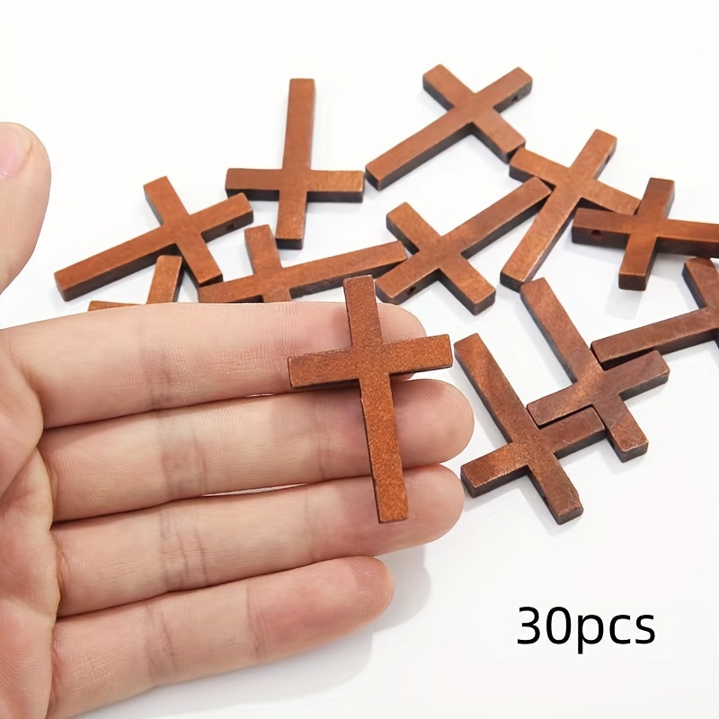 10/30pcs Mini Wooden Crosses Bulk Mini Wood Cross Charm For Craft Cross  Charms With Chains Christian Baptism Cross Party Favor For DIY Keychain  Neckla