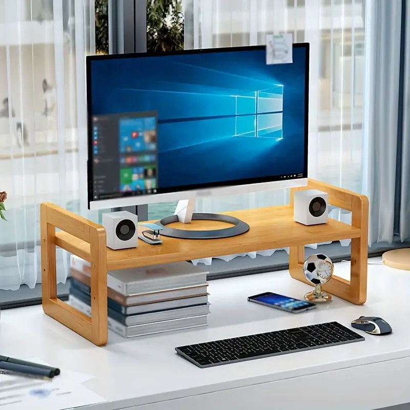 Wooden Computer Monitor Stand Raising Bracket 2 layer Desk - Temu