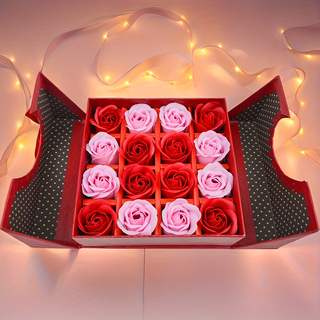 Caja De Flores De Rosas, Caja De Flores Eternas En Forma De Corazón Para El  Día De San Valentín ANGGREK Rosa