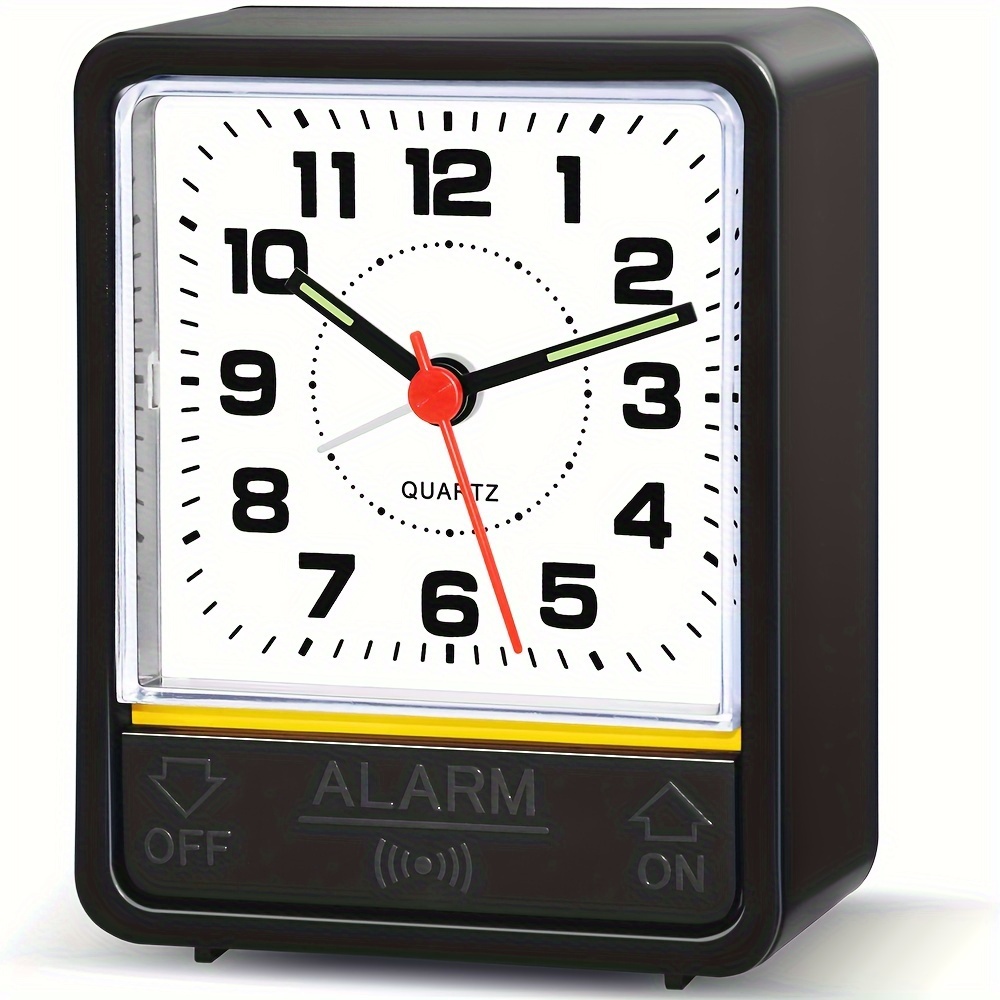 Reloj despertador analógico con luz de fondo, funciona con pilas,  silencioso, sin tictac, para personas que duermen con mucha resistencia