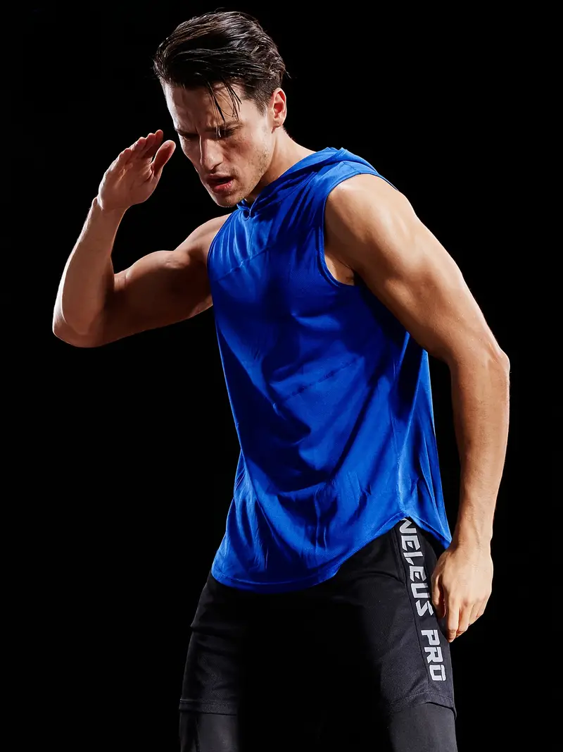 Men's Sleeveless Zip Up Hooded Workout Tank Tops Lightweight