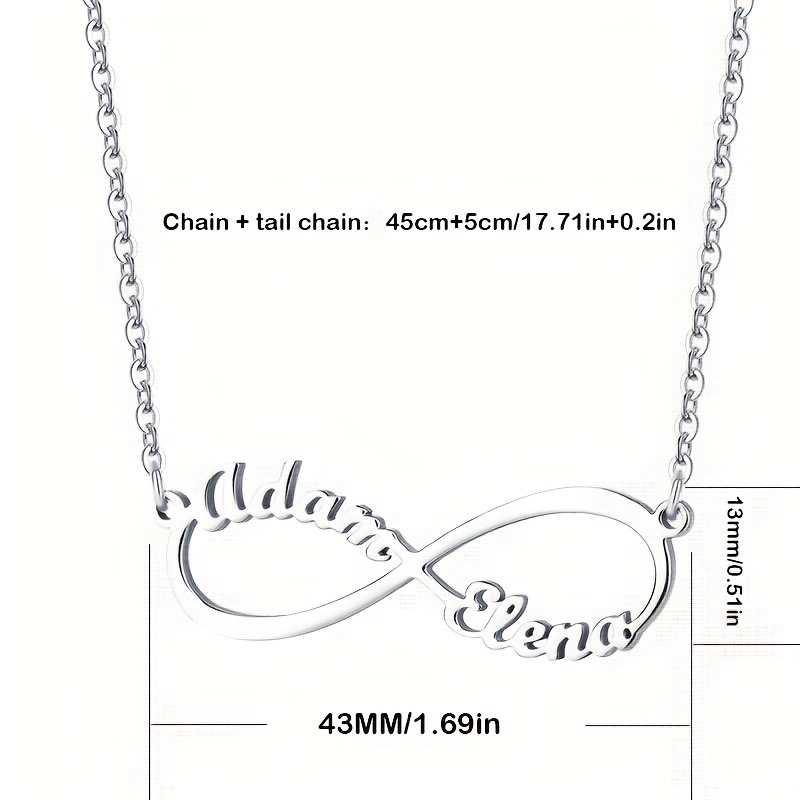 Custom Infinite Love Necklace with 2 Names & Sign, 5 Fonts