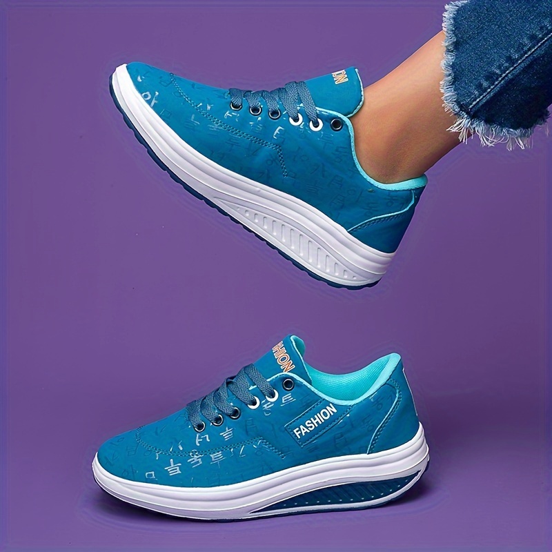 Women's Casual Running Wedges Platform Sneakers Lace-Up Platform Shoes