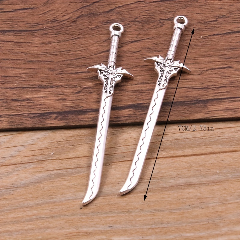 15PC Mixed Alloy Antique Knight Sword Gun Bow Charms for Jewelry Making