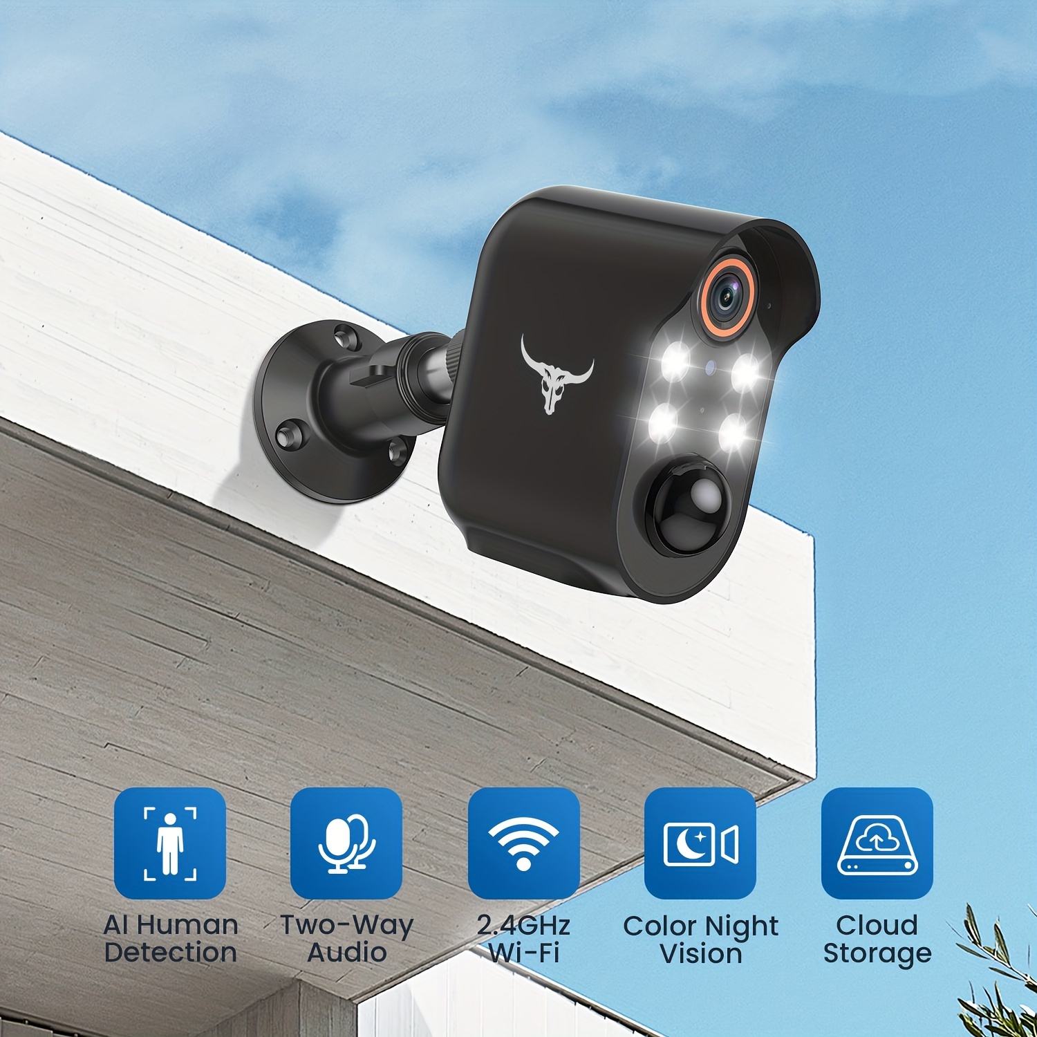 Caméra de Sécurité Intelligente sans Fil, Caméra de Surveillance Domestique  sans Fil FHD WiFi Infrarouge pour Bureau à Domicile Hôtel, pour la