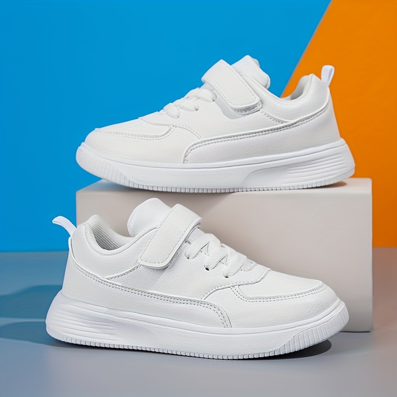 Hook And Loop Flatform Trainers, WHITE