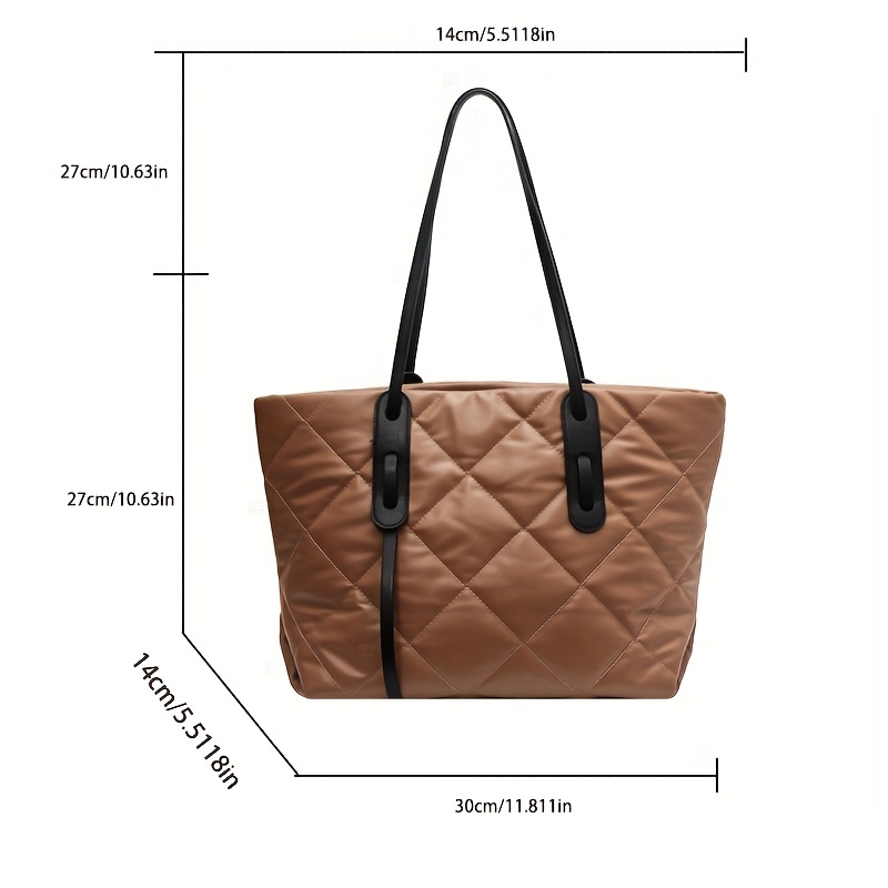 Women's Argyle Quilted Shoulder Bag, Chain Strap Large Capacity Tote Bag,  Flap Handbag For Work - Temu