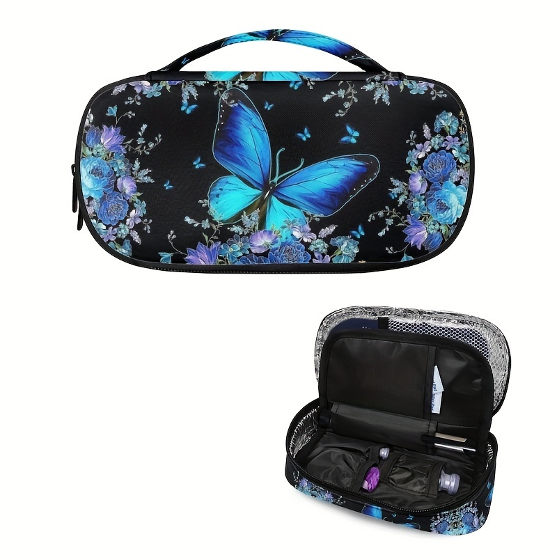 

1pc Blue Butterfly Flower Insulin Cooler Case Diabetic Supplies Organizer For Insulin Pens And Other Insulin Cooler Travel Case (case Only)