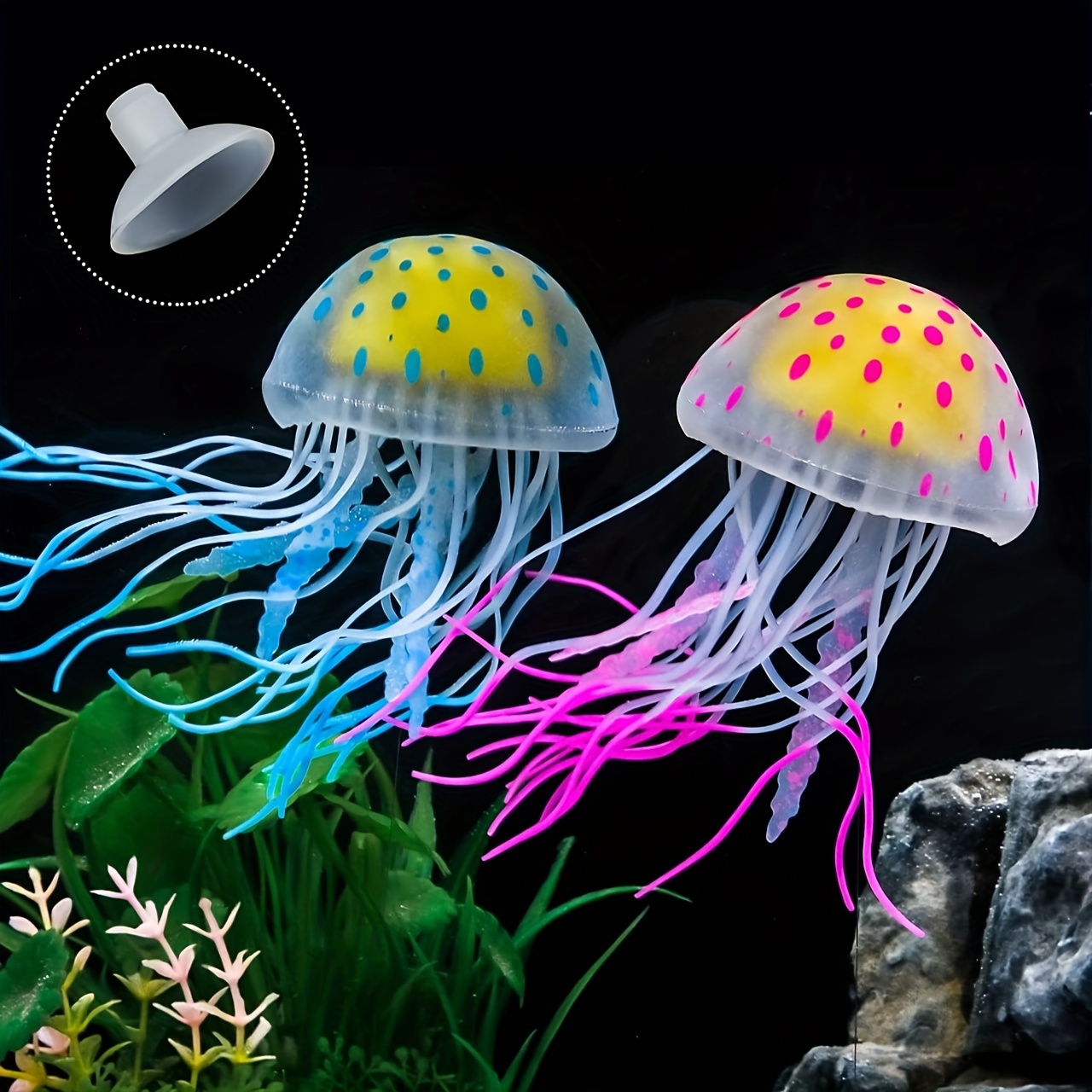 6pcs Colorful Jellyfish Decoration With Luminous Effect Aquarium Decoration  Add Realistic Silicone Floating Decoration Fish Tank Landscape Decoration