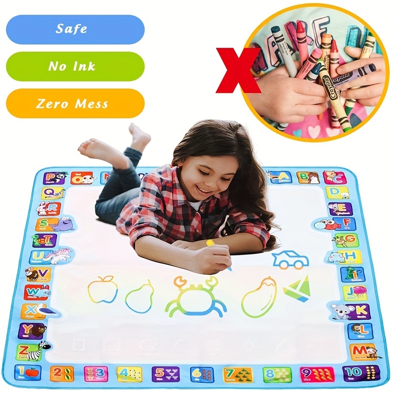 Kids Water Drawing Mat - Toddler Painting & Writing Board With Magic Pens -  Educational Toy for Ages 2-7 Girls & Boys - Birthday Gift