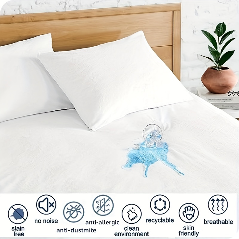 100% Waterproof Bed Sheet Smooth Hypoallergenic Mattress Protector Against  Dust Mites And Bacteria Solid Color Fitted Sheet Mattress Cover