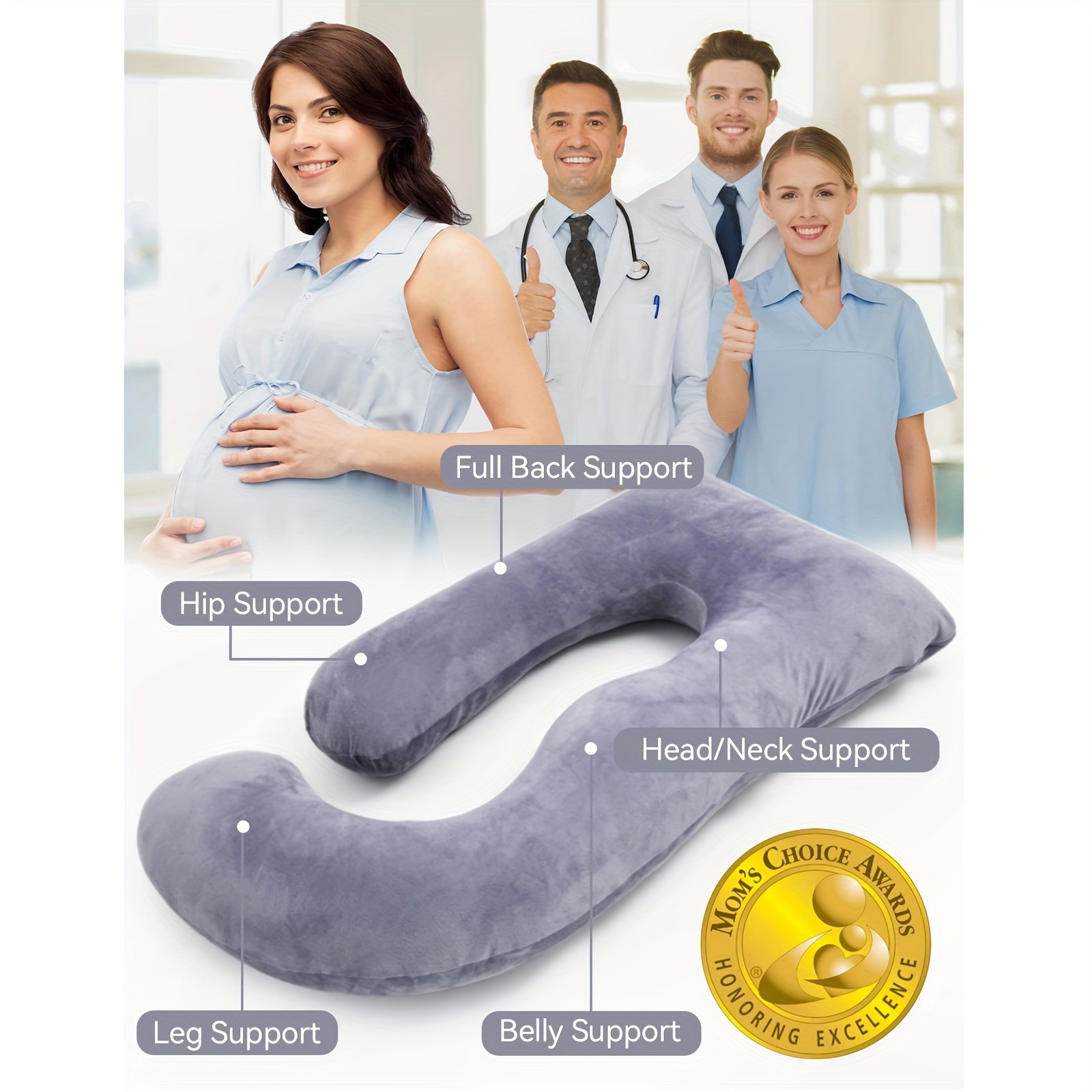 Pregnancy Pillow U Shaped , Maternity Eeping Pillow Full Body Pillow With  Removable Cover