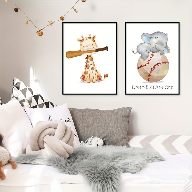 Custom Name Art Prints Personalized Elephant Giraffe Wall - Temu