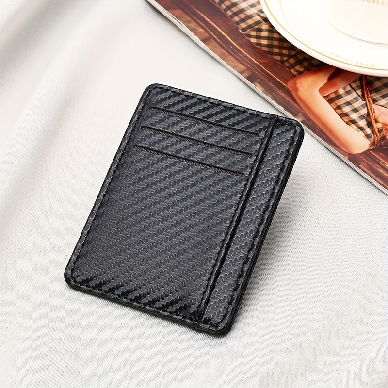 1pc Black PU Leather Slim Wallet with Carbon Fiber Design ? Minimalist Credit Card Holder & Coin Purse for Men, Perfect Gift for Birthdays, Holidays, and Everyday Use, Everyday Wallet | Modern Wallet | Textured Finish, Small Wallet