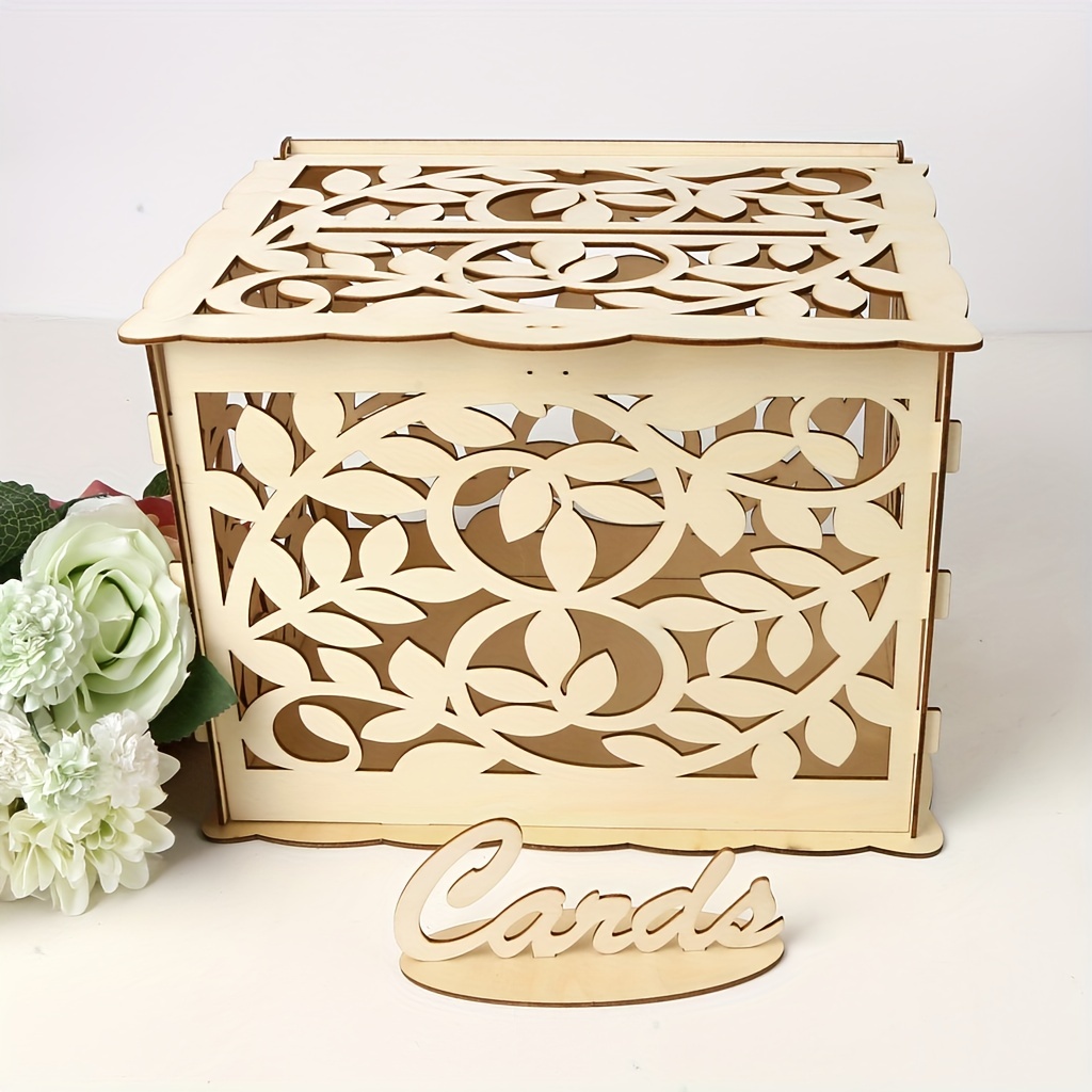Diy Rustic Wedding Card Box With Lock And Card Sign Wooden Gift Card Box  Money Box For Reception Wedding Anniversary Baby Shower Birthday Graduation  Party Decorations - Temu