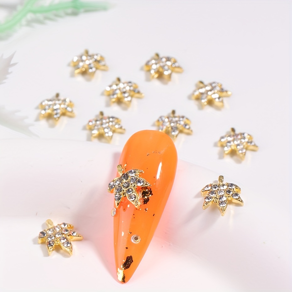 3d Fall Maple Leaf Rhinestone Pearl Nail Charms, 10 Colors Design Autumn  Maple Leaves Nail Charm With Shiny Crystals For Nail Craft Jewelry Making -  Temu Australia