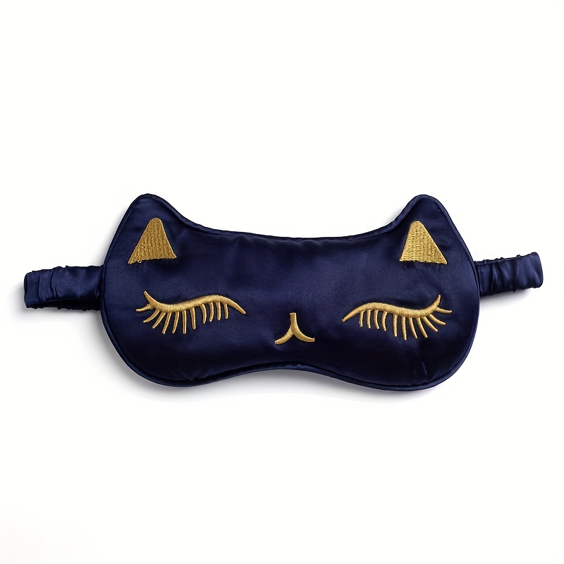 Cute Cat Embroidered Double sided Mulberry Silk Eye Mask - Temu Canada