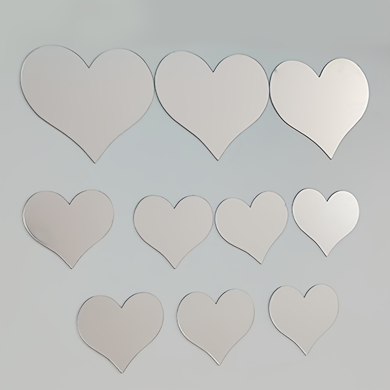 10pcs, 3d - Heart-shaped Mirror Wall Stickers, Acrylic Love Wall Stickers, Wedding Party Decoration