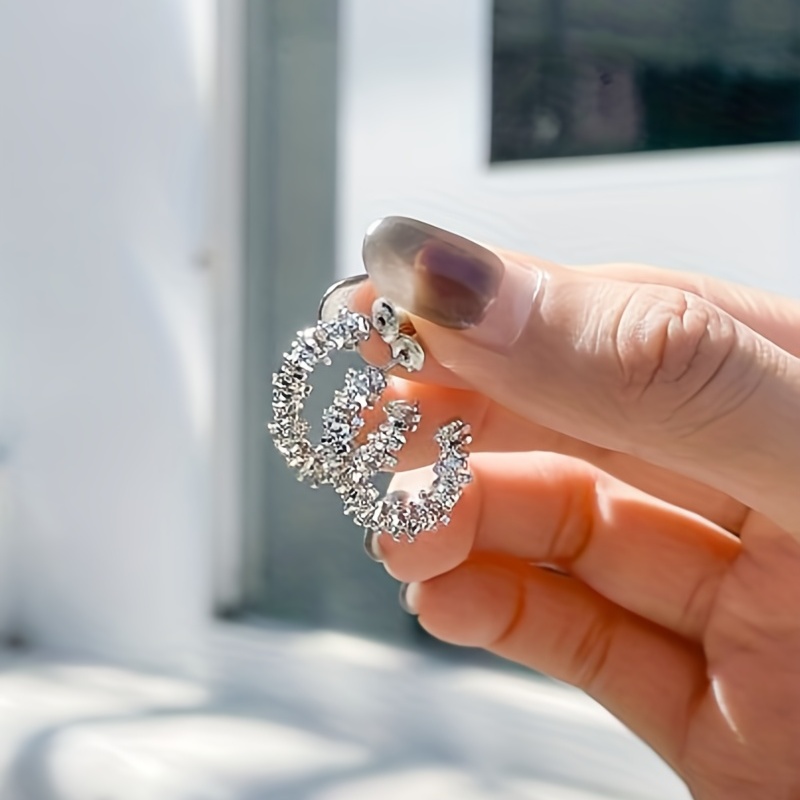 Elegant Silvery C-Shaped Earrings