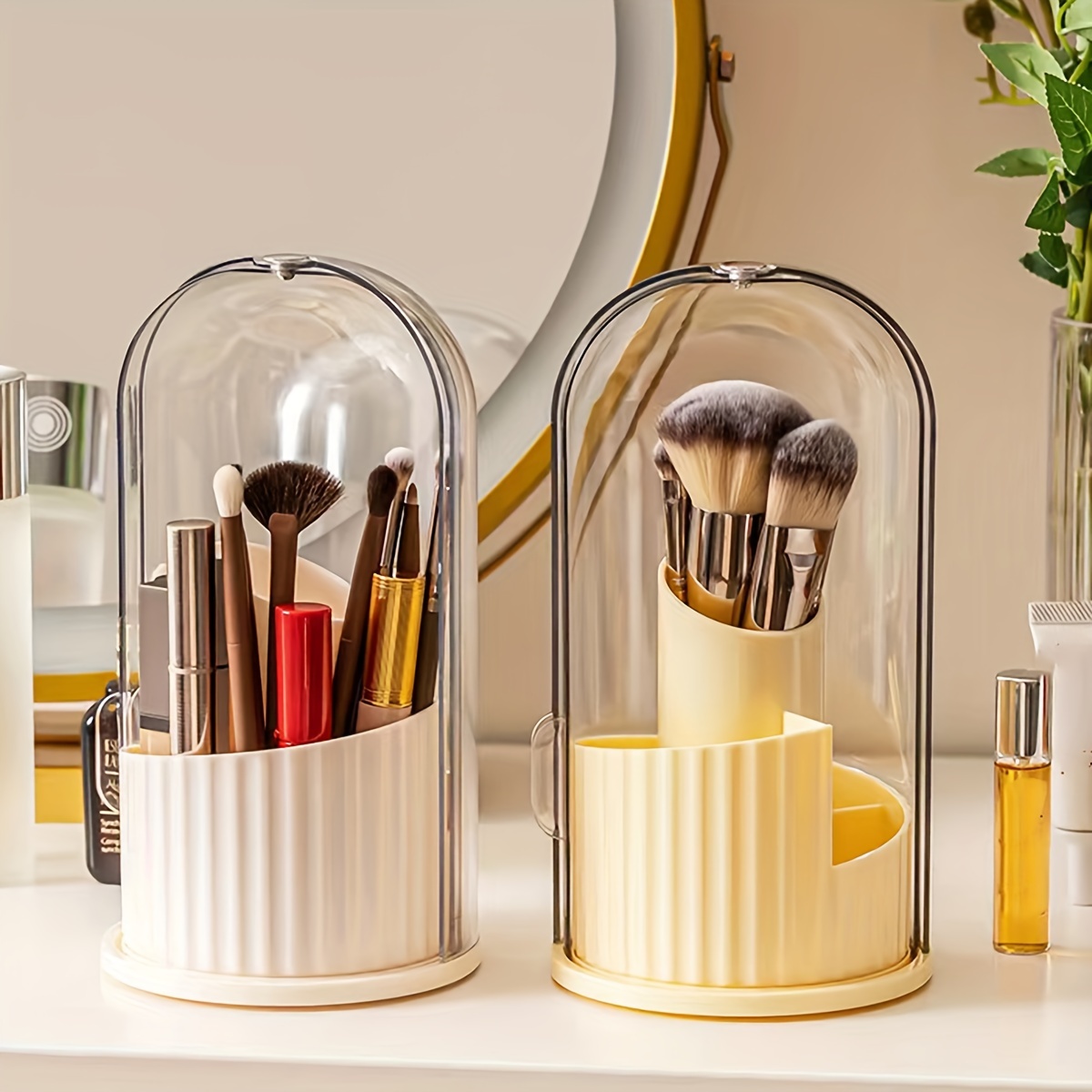 Dustproof 360° Rotating Makeup Brush Holder Organize And - Temu