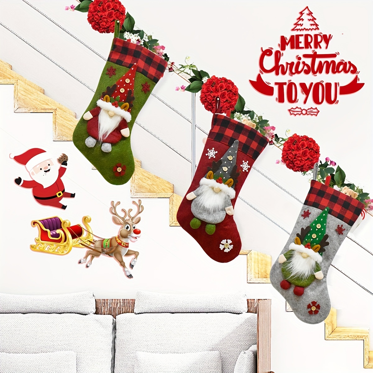  HHmei Christmas Decorations Indoor,Christmas Faceless Doll  Socks Cartoon Three-Dimensional Old Man Gift Socks Gift Bag Window  Decoration Christmas Clearance Cute Stuff Under 5 Dollars : Home & Kitchen