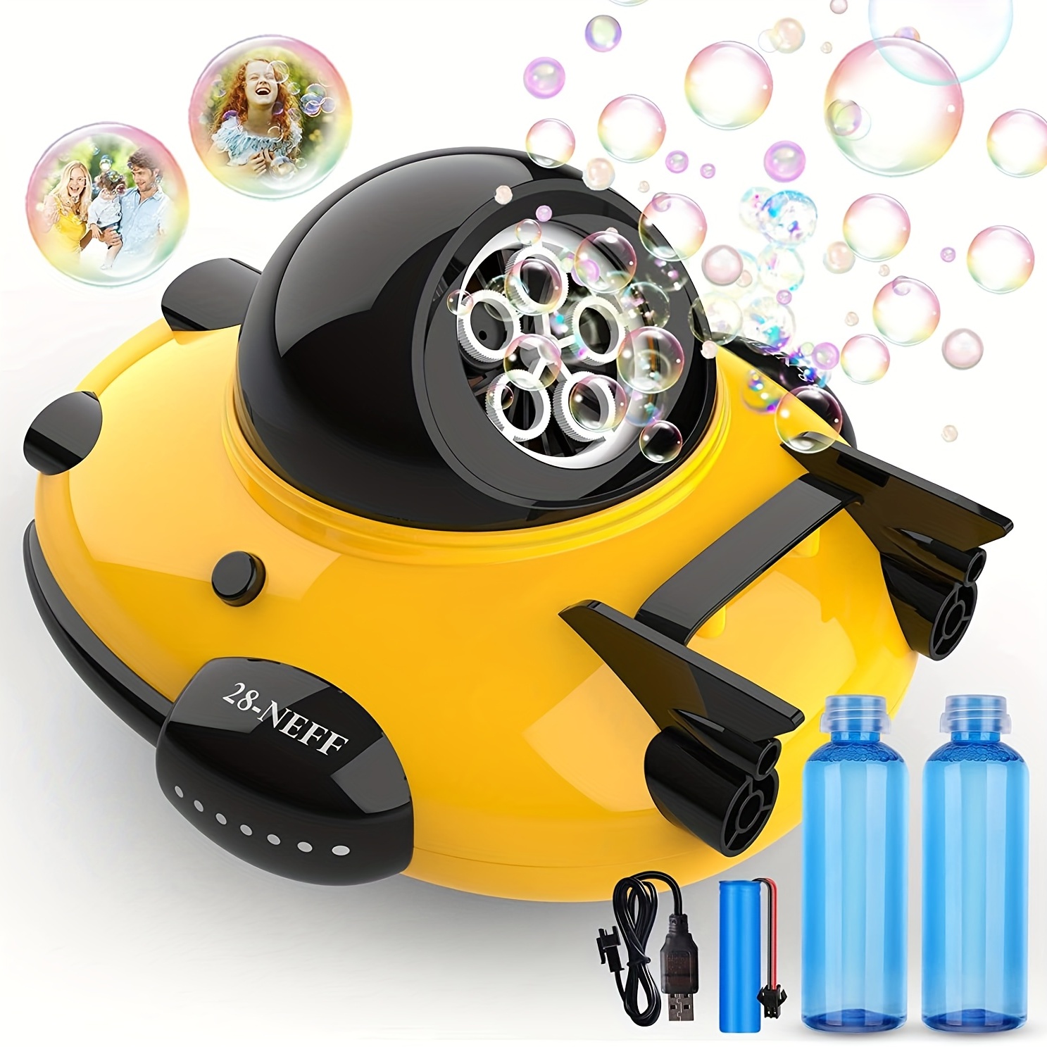  TEMI Juguetes de máquina de burbujas para niños, cámara de burbujas  con solución de burbujas, soplador de burbujas con luz y música, regalos para  niños de 3, 4, 5, 6, 7