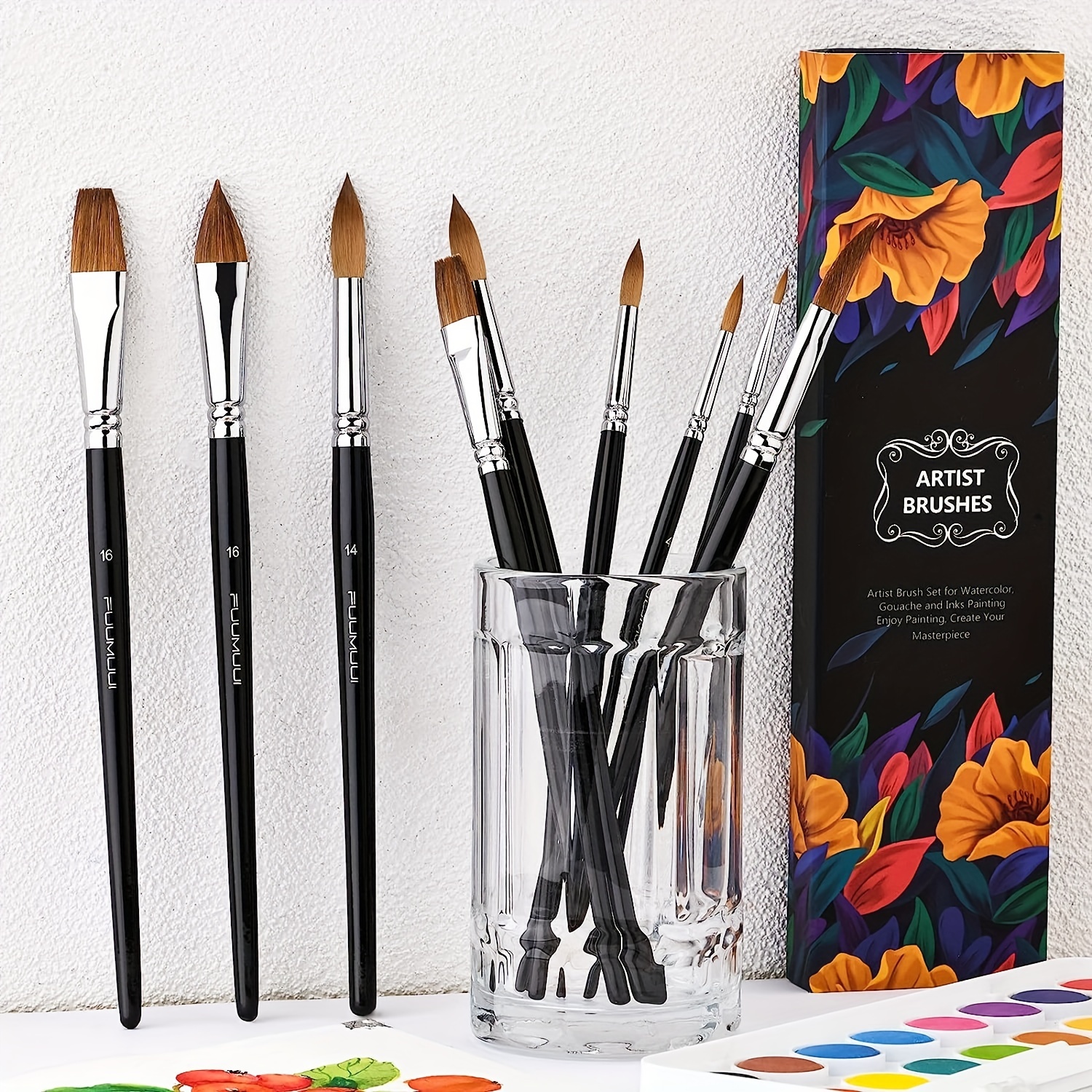  Artist Filbert Paint Brushes Set,9 Pcs Professional