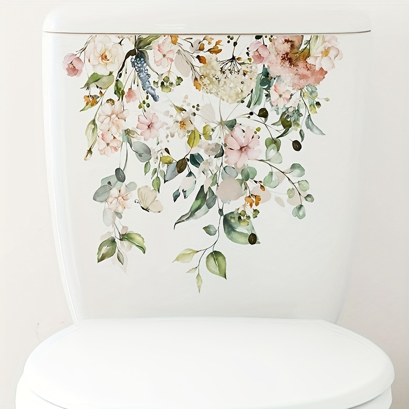 Tropical Green Plant Leaf Flower Toilet Sticker Home Decoration