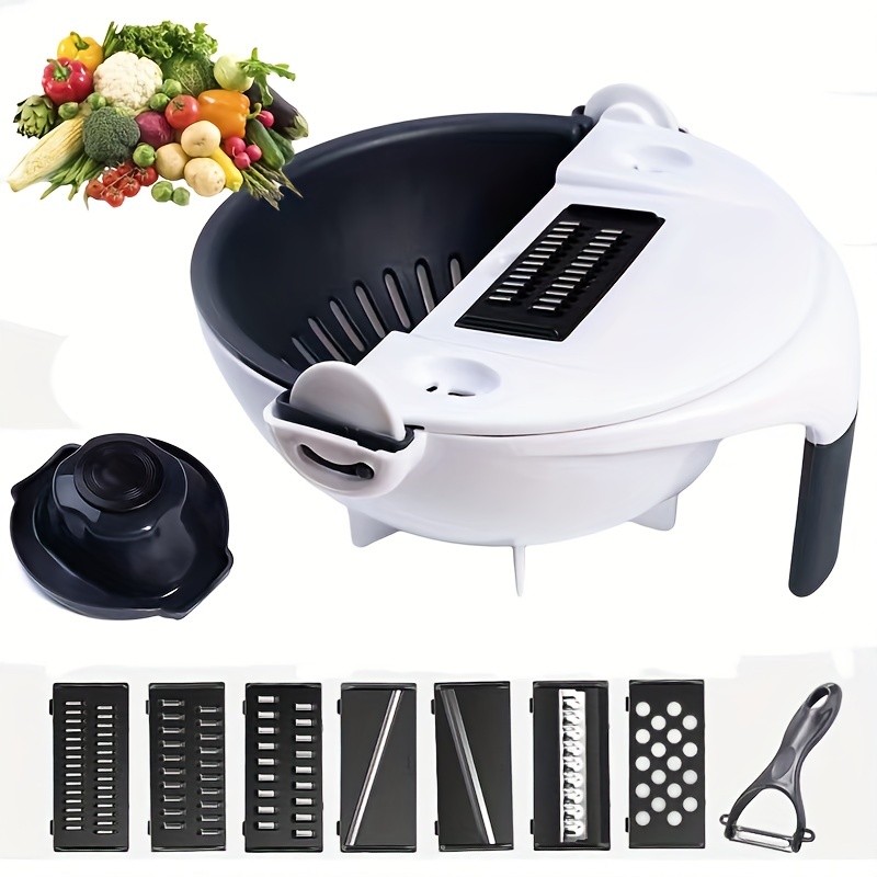 12pcs/Set, 9in1 Vegetable Cutter, Vegetable Slicer, Multifunctional Fruit  Slicer, Manual Food Grater, Vegetable Grater, Cutter With Container And Hand