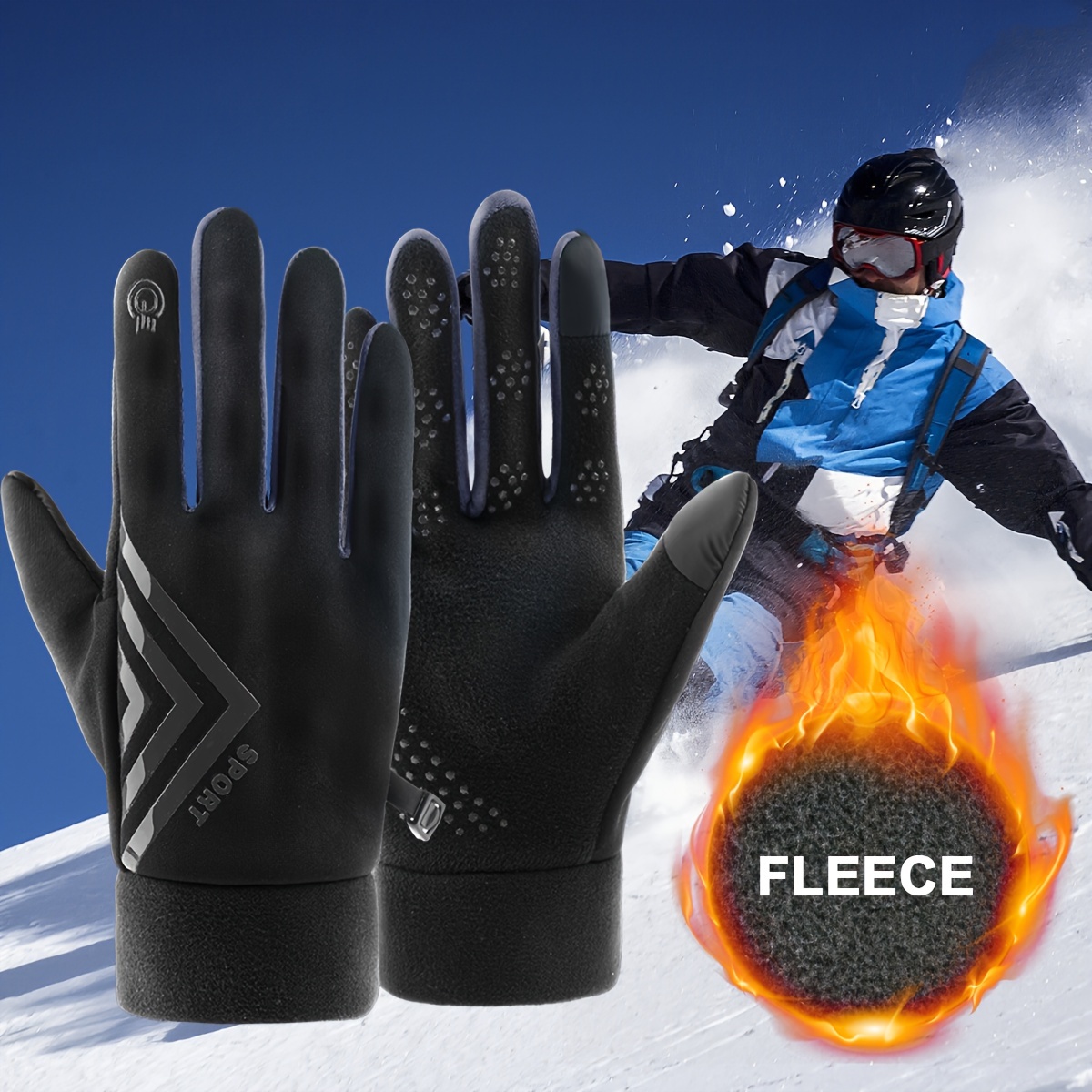 Winter Stay Warm Gloves, Windproof Waterproof Touch Screen Gloves for Women and Men,Temu