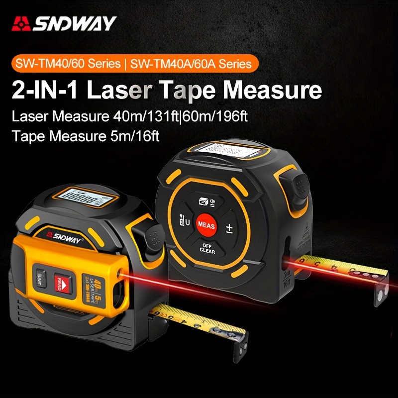 Laser Tape Measure 2-in-1, Medidor De Distancia Laser 130Ft Cinta De Medir  16Ft