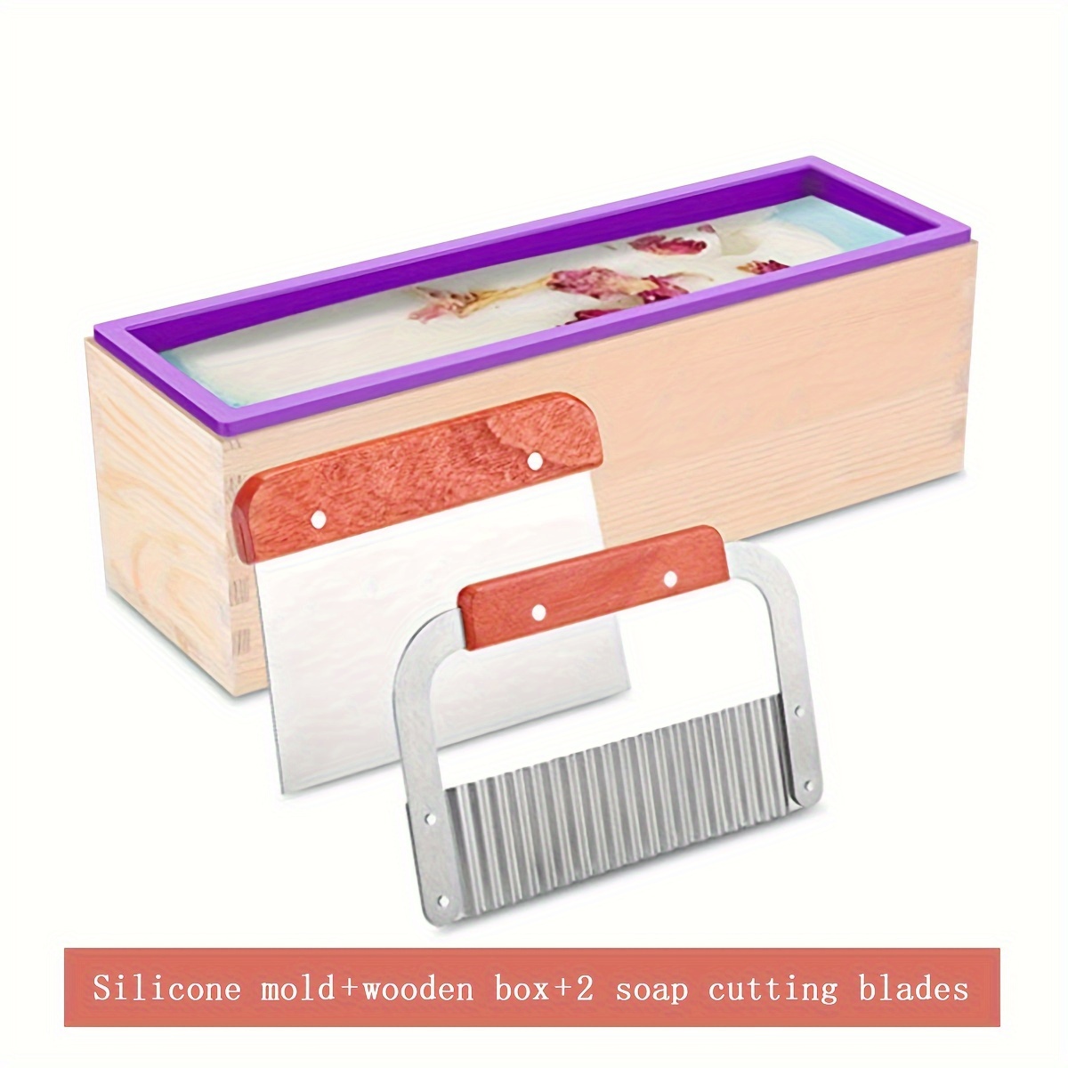 YGEOMER Silicone Soap Mold for Soap Making, Rectangular Loaf Soap Mold with  Wooden Boxes, 2 Cutters and 100pcs Bags, 2pcs, 42oz