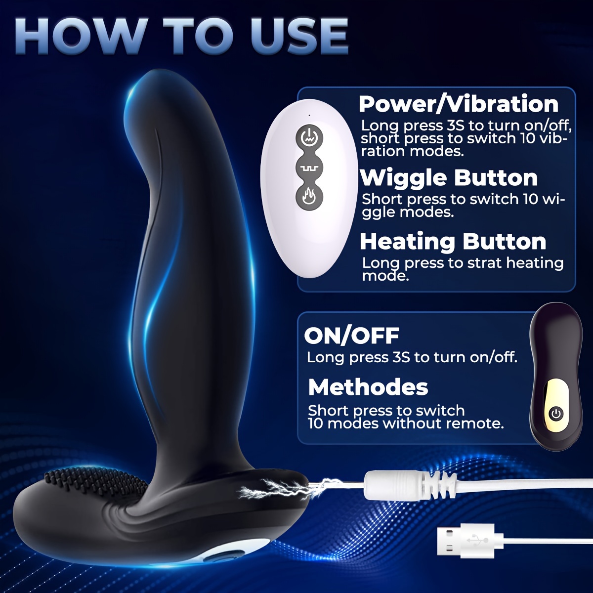 1pc finger like wiggle dual vibrating anal vibrator for men silica gel perineum stimulator toy for couples usb rechargeable 7