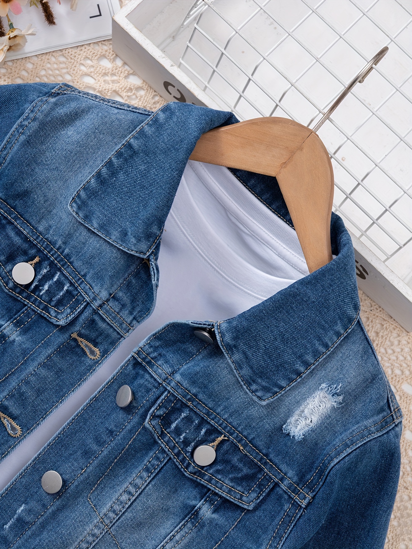 Girls ripped clearance jean jacket