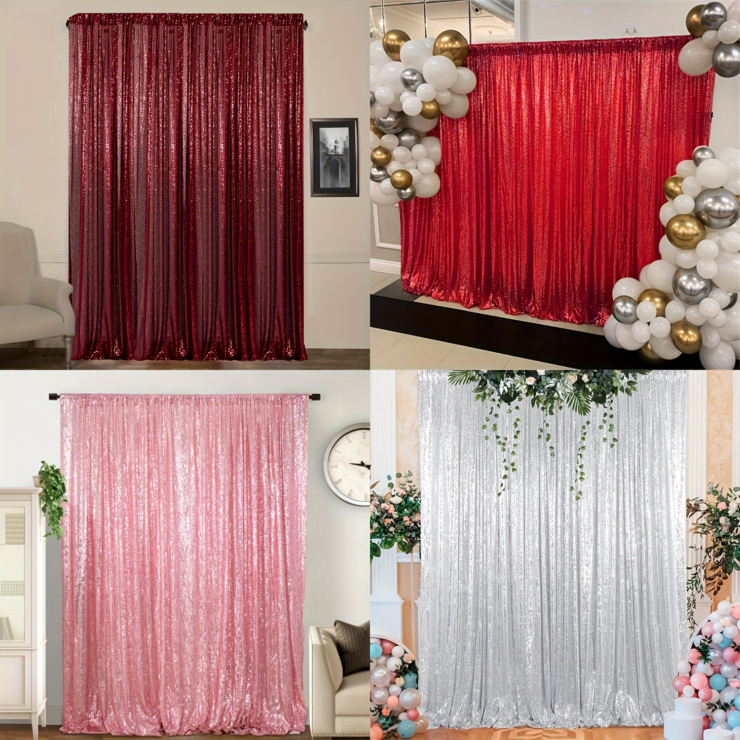 Metallic Foil Curtain Sequin Backdrop Party Background - Temu